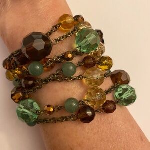VINTAGE Faceted 8-Stranded Chain Bead Bracelet. Y2K